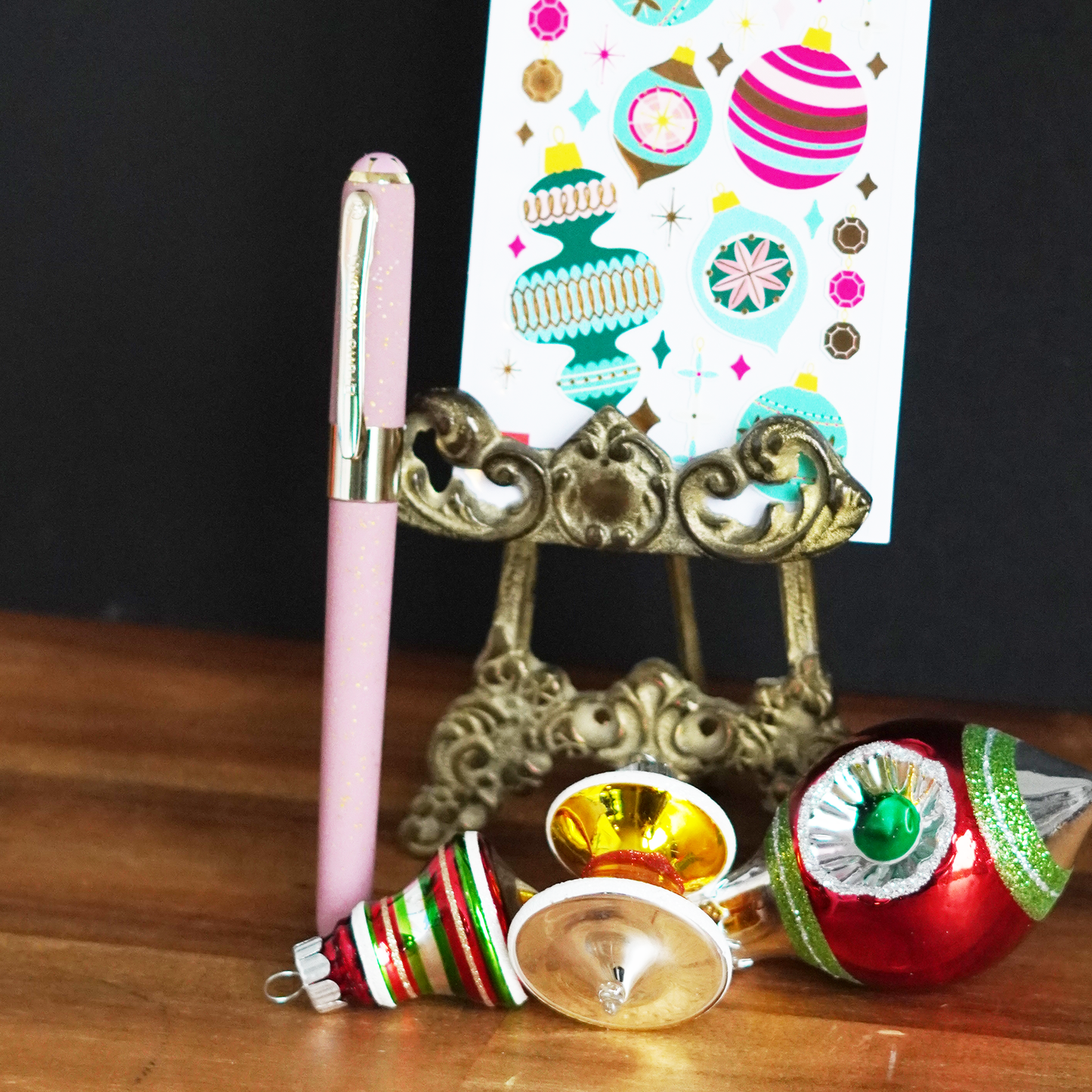 Pink Glitter Pen - Black Ink Rollerball