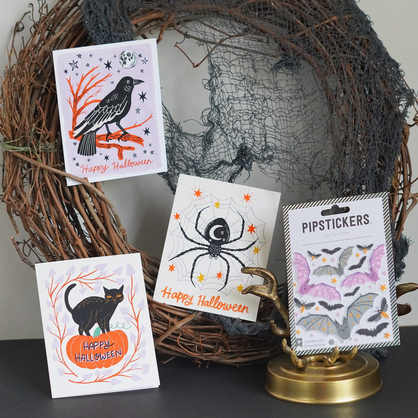 Spellbinding Halloween Greeting Card Set: Pack of 3 + Stickers