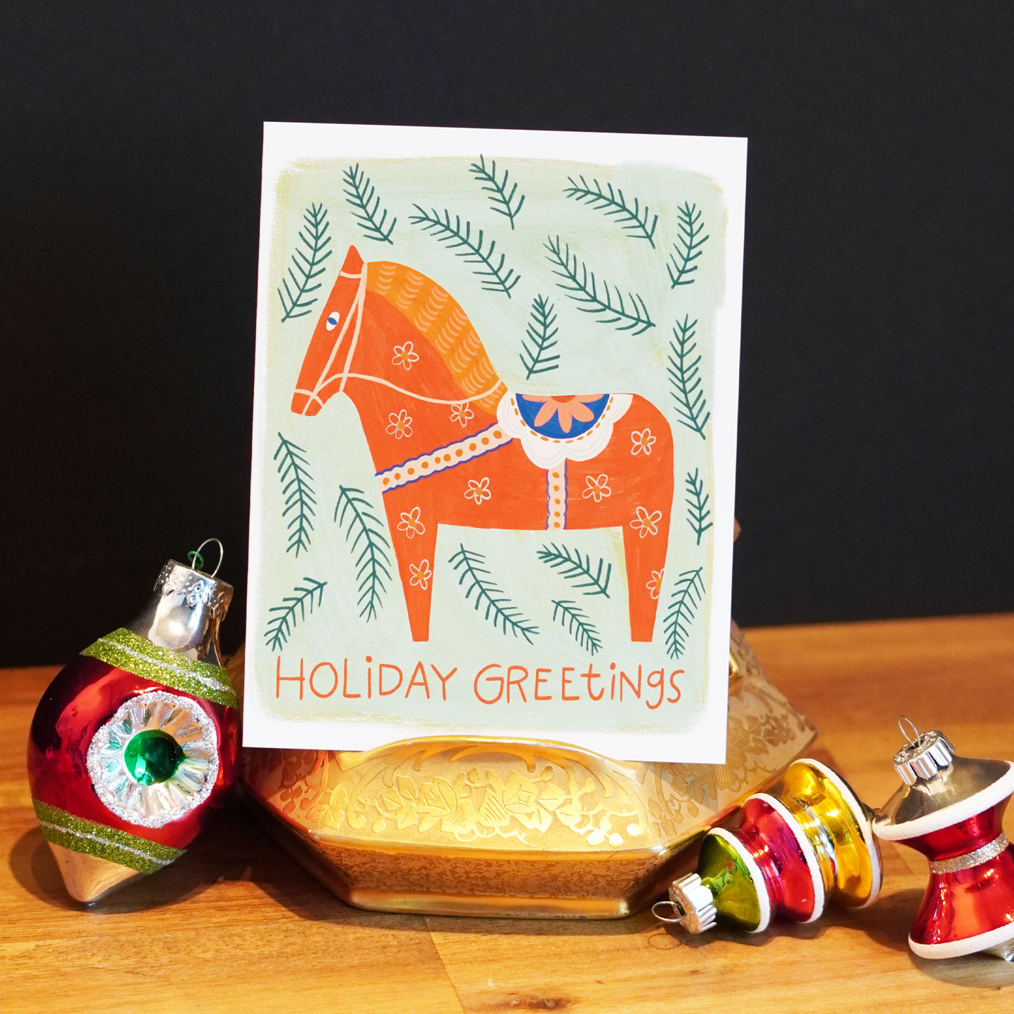 Scandinavian Holiday Cheer Cards - Set of 3 + Stickers + Pen