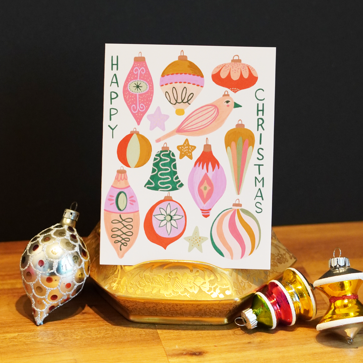 Retro Ornament Holiday Greeting Card