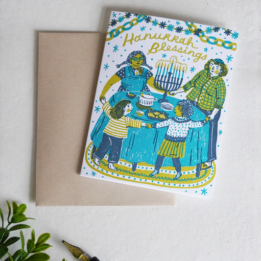 Hanukkah Blessings Letterpress Card