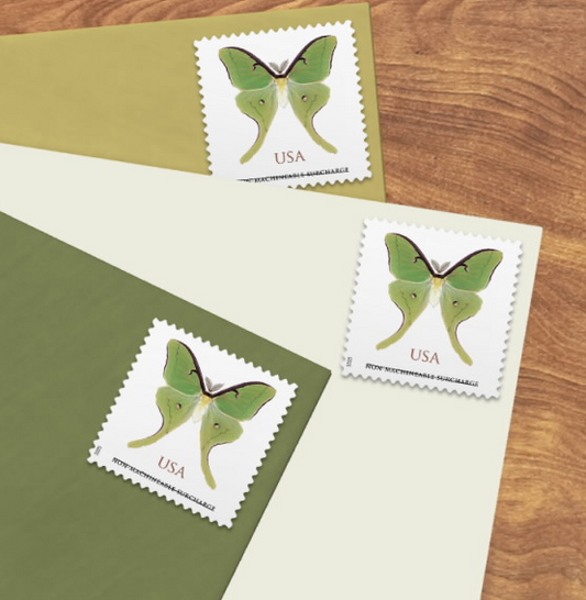 Luna Moth Non-Machineable Stamps: Set of 4