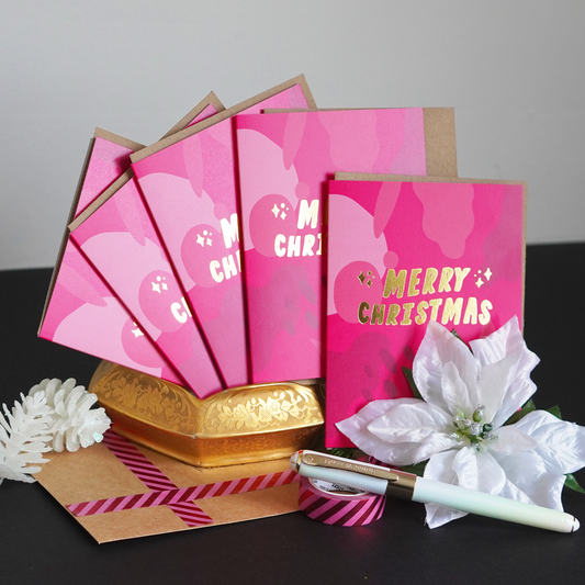 Modern Merry Christmas - Set of 6 Cards + Washi + Pen