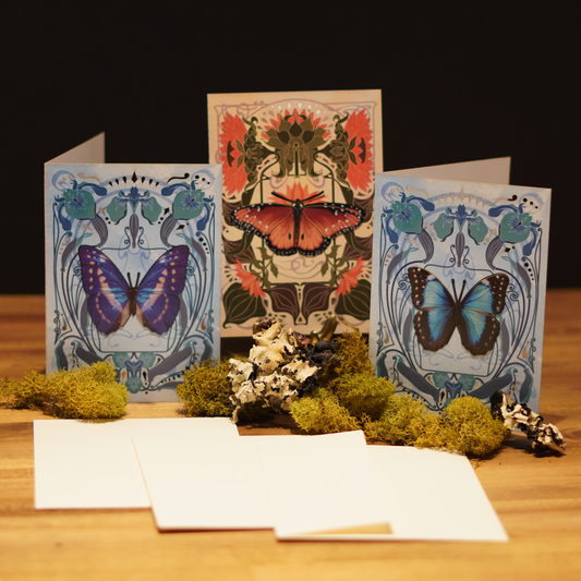 Luminous Nouveau - Radiant Butterflies Greeting Card Set: Pack of 3