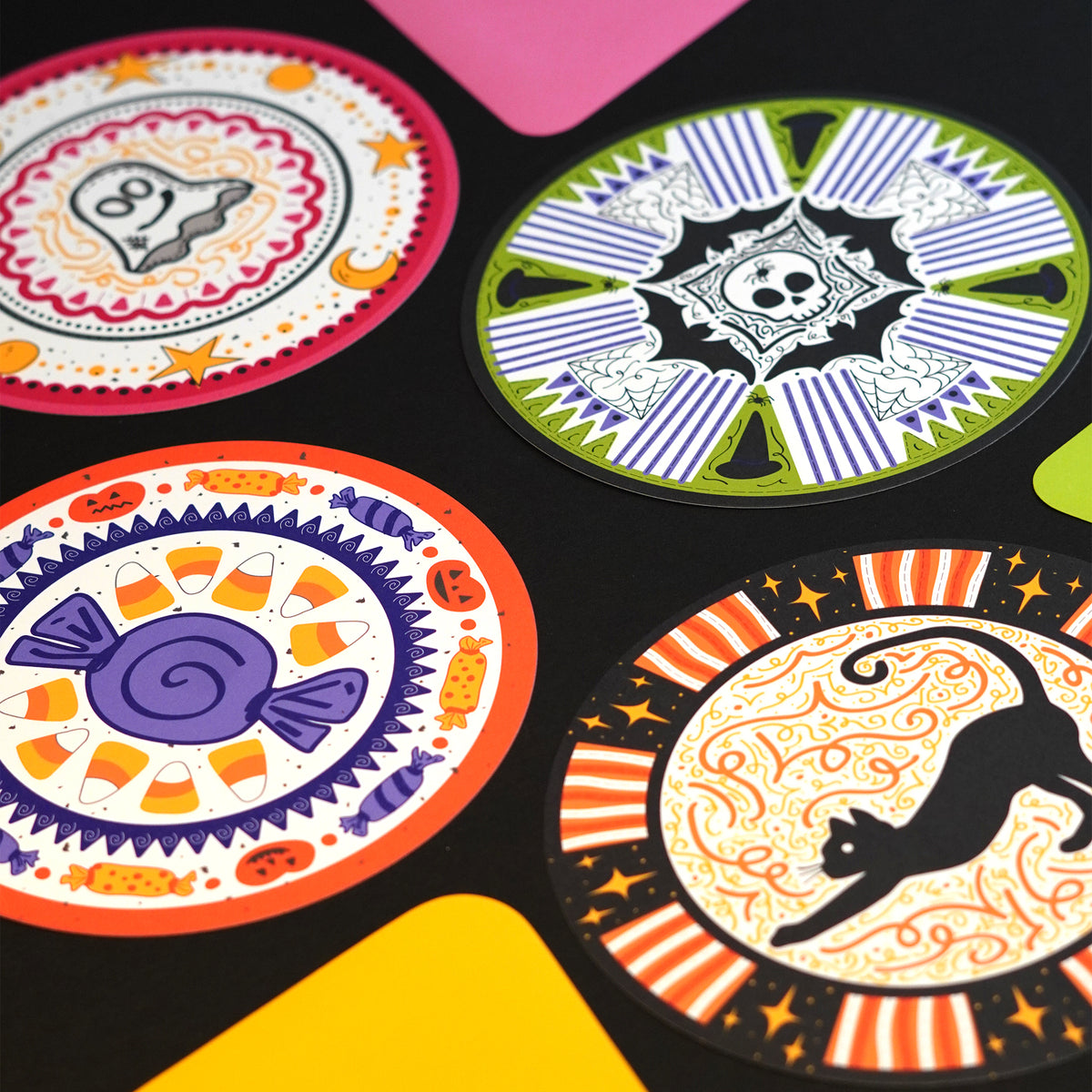 Spooky Little Circles - Set of 4 Halloween Cards