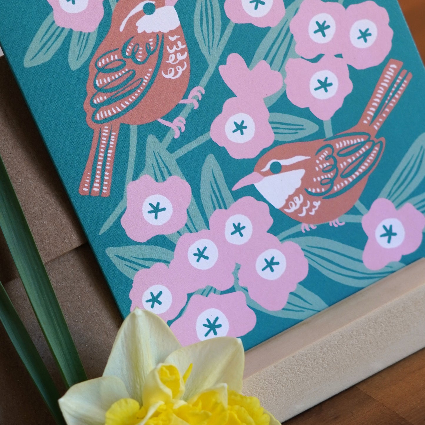 Wren & Rhododendron Greeting Card