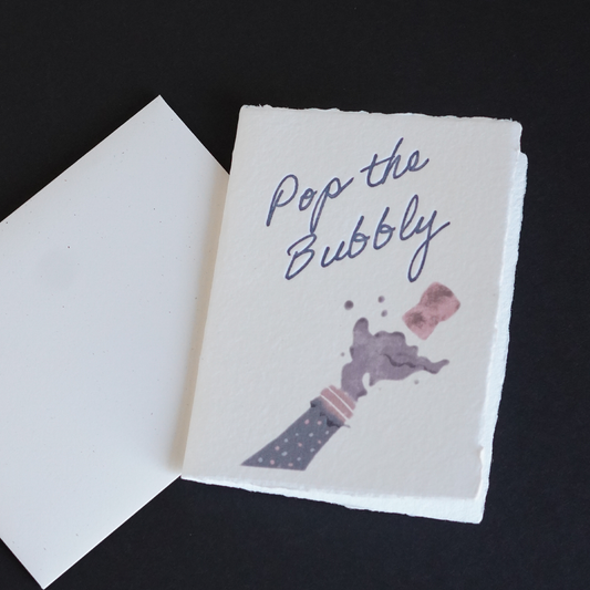 Pop The Bubbly Handmade Paper Celebration Card