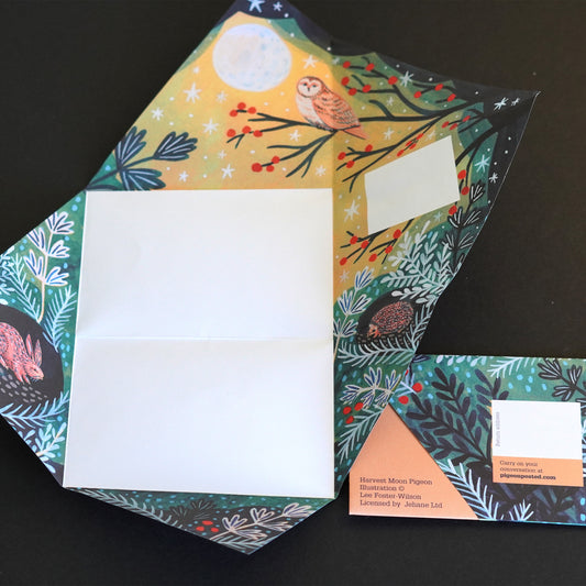 Harvest Moon Owl Folding Letters - Pack of 6 Pigeon Post