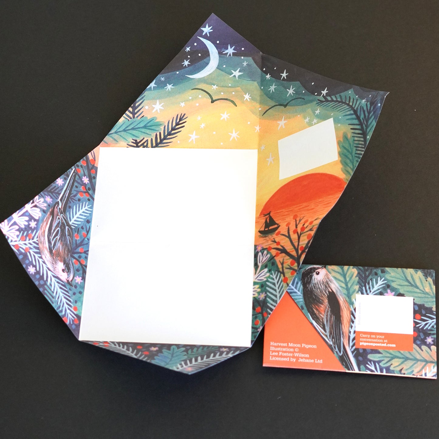 Harvest Moon Owl Folding Letters - Pack of 6 Pigeon Post
