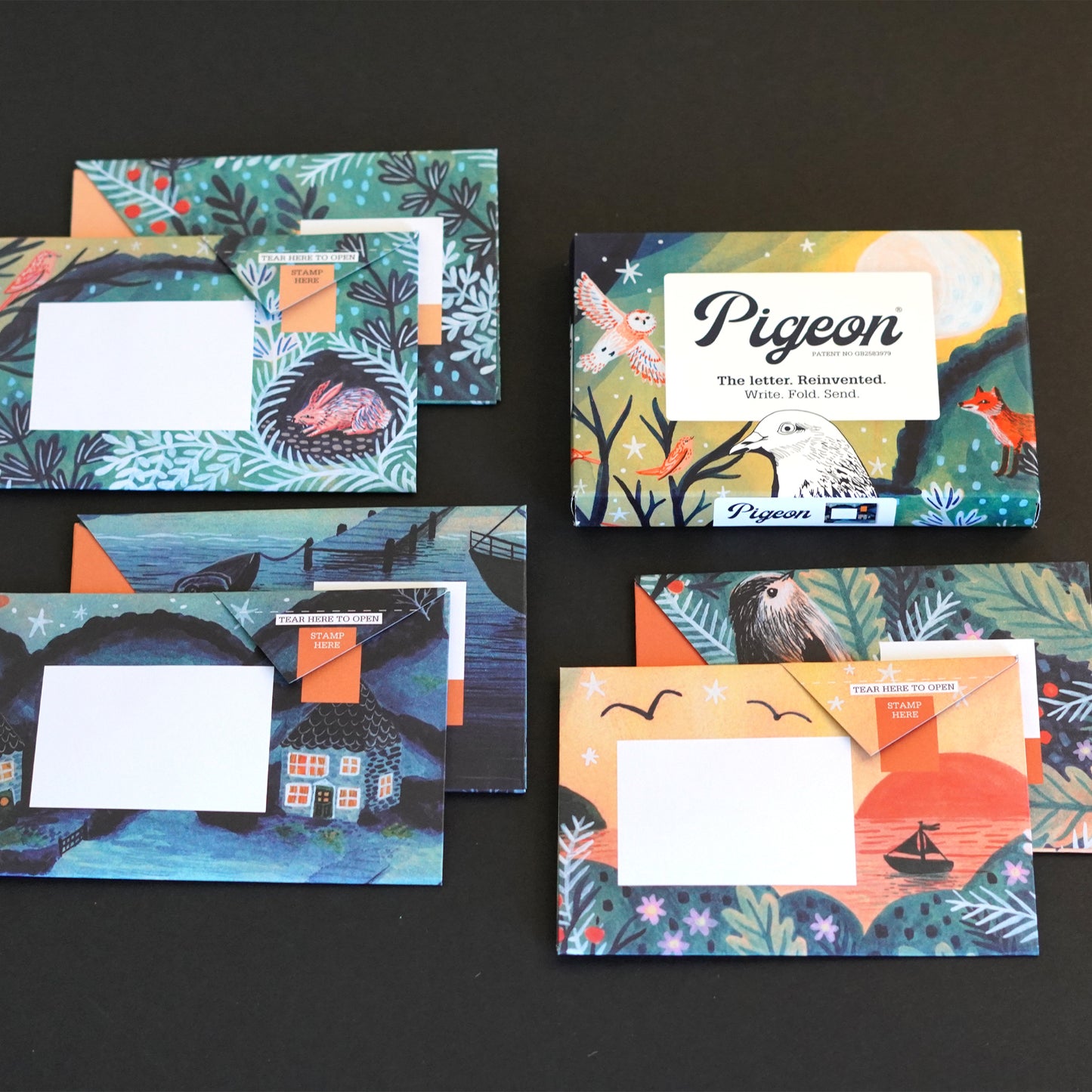 Harvest Moon Owl Folding Letters - Pack of 6 Pigeon Post