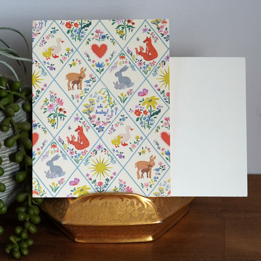 Folk Critters Baby Card