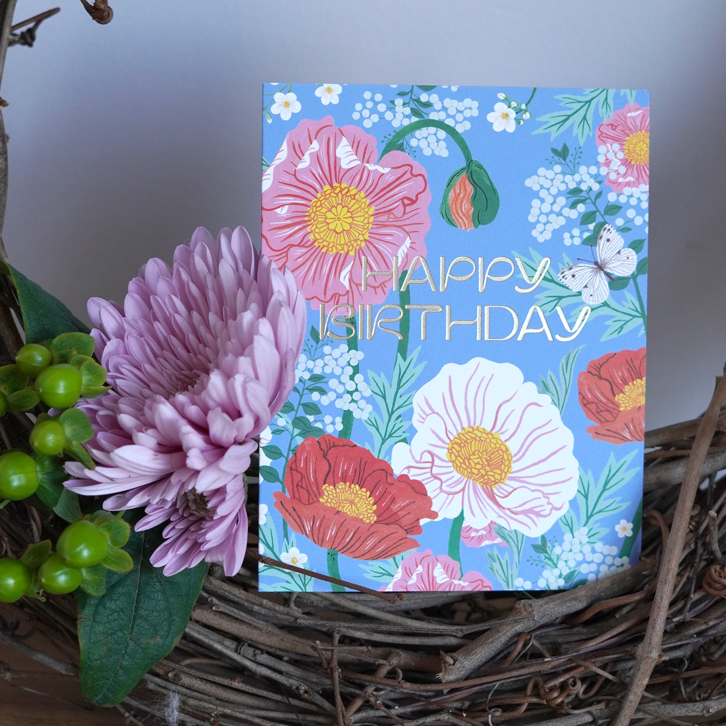 Golden Garden Birthday Cards - Set of 3