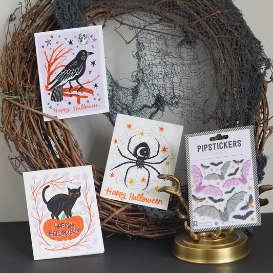 Spellbinding Halloween Greeting Card Set: Pack of 3 + Stickers