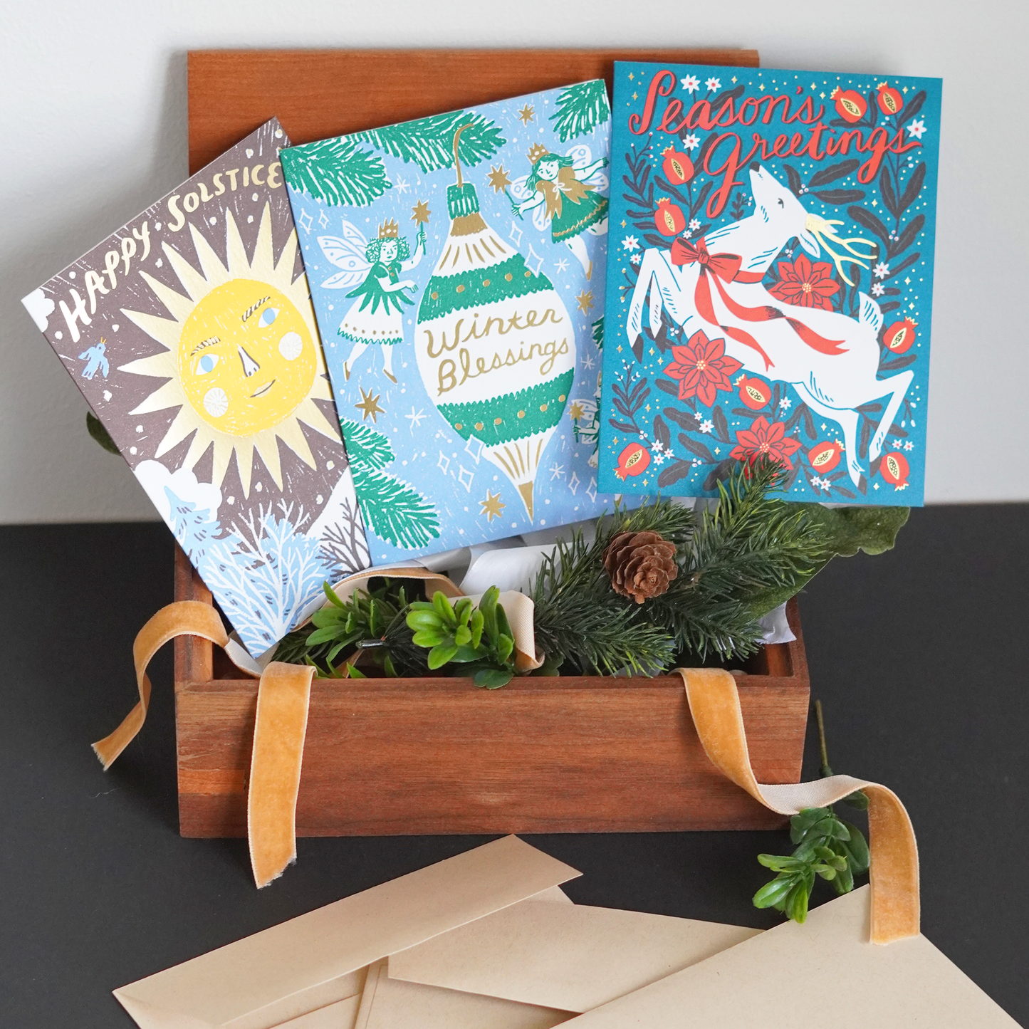 Celestial Winter Greetings Cards - Set of 3