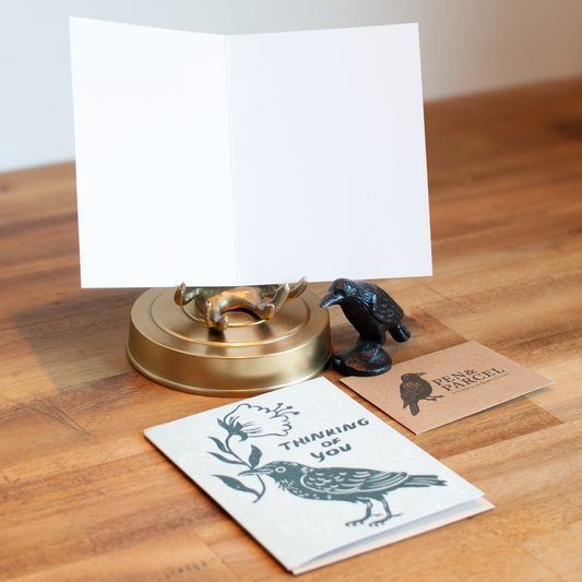 Thinking of You Raven Letterpress Greeting Card