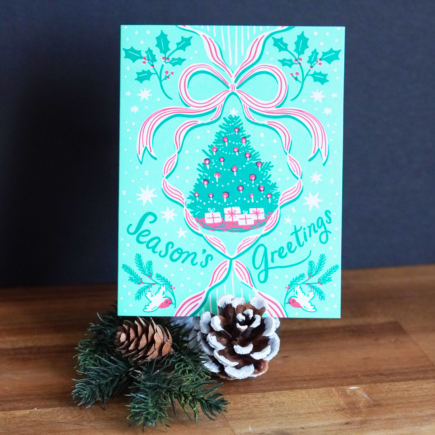 Very Vintage Holiday Cheer Cards - Set of 3 Cards + Stickers + Pen + Stamps